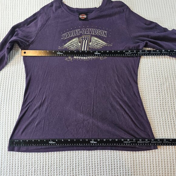 Harley Davidson Womens Bling Purple Long Sleeve Tee Shirt Size 2X tshirt - Picture 16 of 16